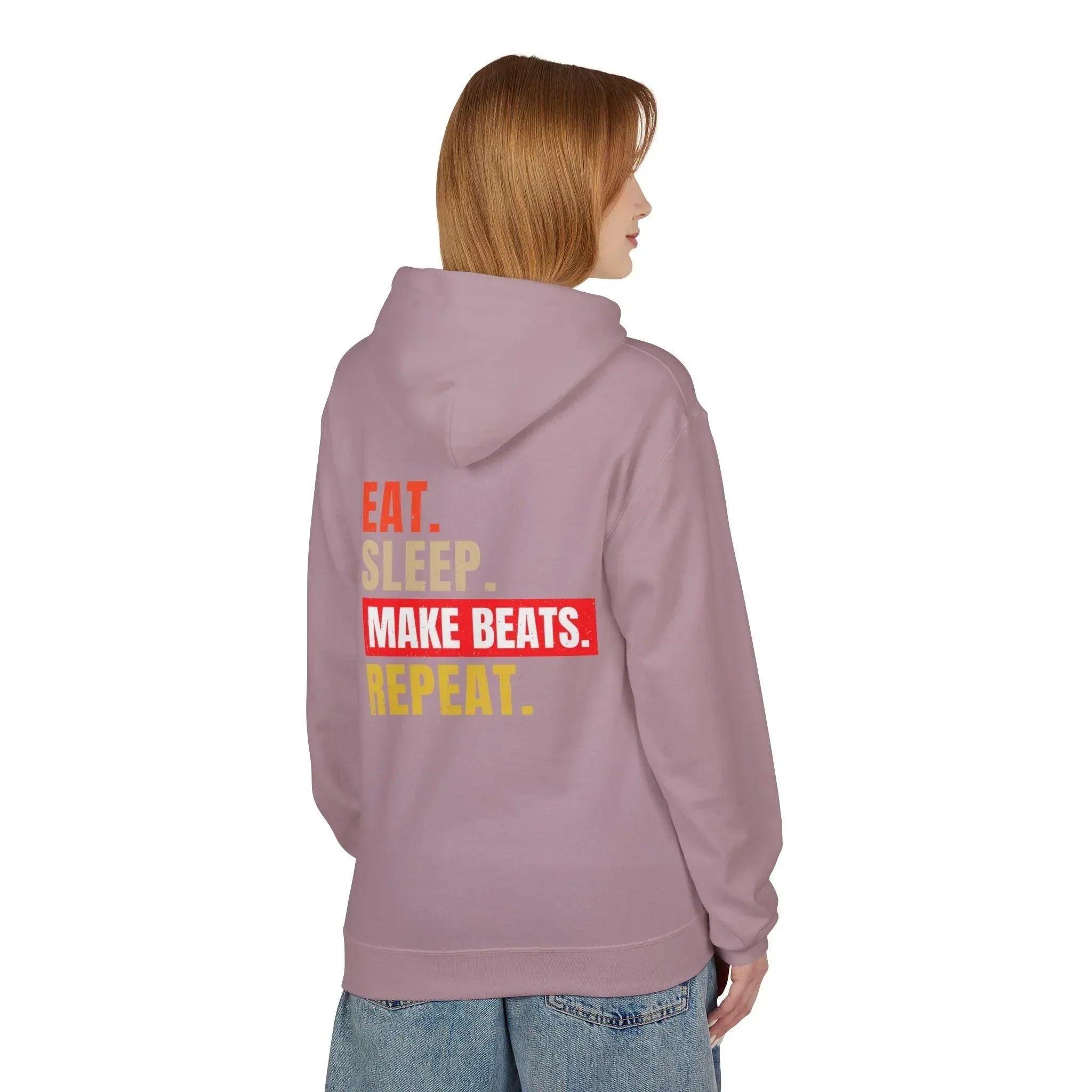 Cozy Music Producer Hoodie: 'Eat. Sleep. Make Beats. Repeat' Fleece Design