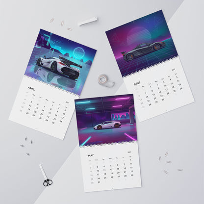2027 Exotic Car Vaporwave Wall Calendar – High Performance Supercars & Neon Artwork Collection