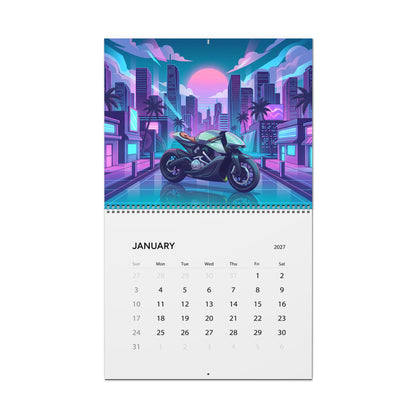 2027 Sportbike Vaporwave Wall Calendar – Supersport Motorcycles & Retro Futuristic Neon Artwork