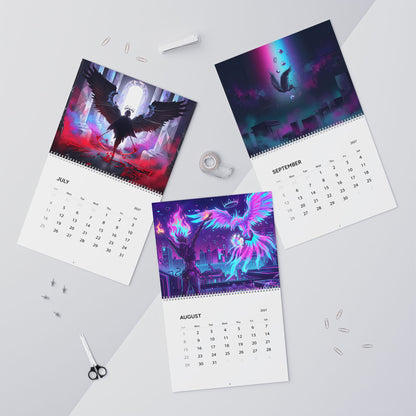 2027 Neon Vaporwave Fantasy Calendar – Colorful Fantasy Artwork Collection