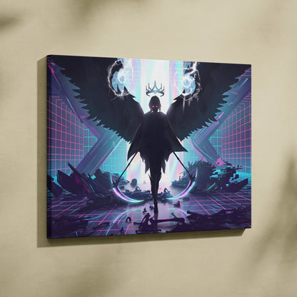 Vaporwave Neon Crown Canvas - Vaporwave Neon Colors Living Room Retro Futurism - Moody Neon Atmosphere Wall Art Canvas