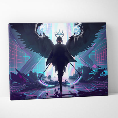 Vaporwave Neon Crown Canvas - Vaporwave Neon Colors Living Room Retro Futurism - Moody Neon Atmosphere Wall Art Canvas