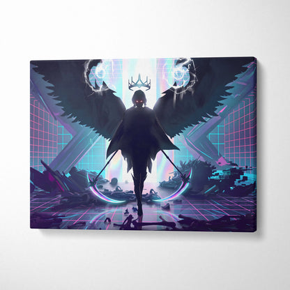 Vaporwave Neon Crown Canvas - Vaporwave Neon Colors Living Room Retro Futurism - Moody Neon Atmosphere Wall Art Canvas
