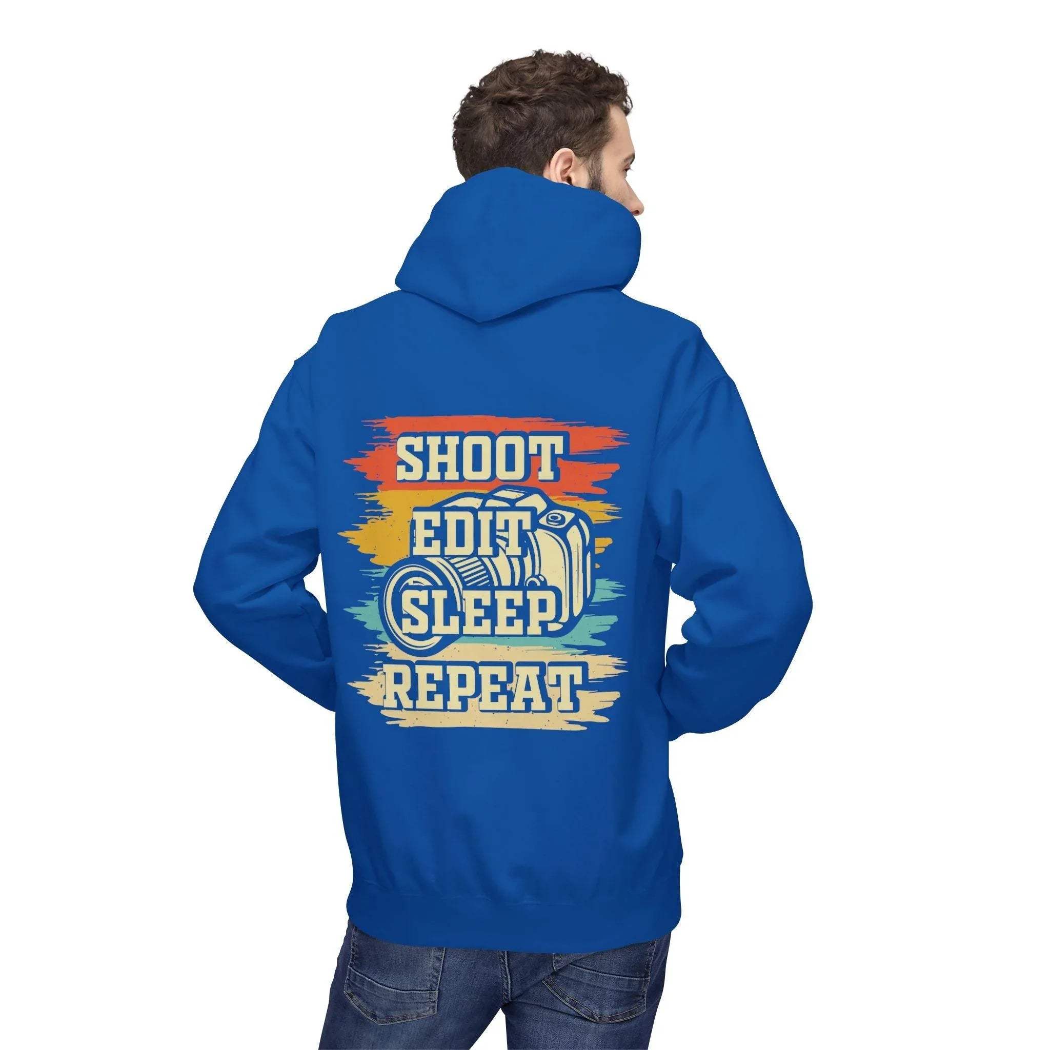 Creative Comfort: "Shoot, Edit, Sleep, Repeat" Fleece Hoodie for Trendsetters
