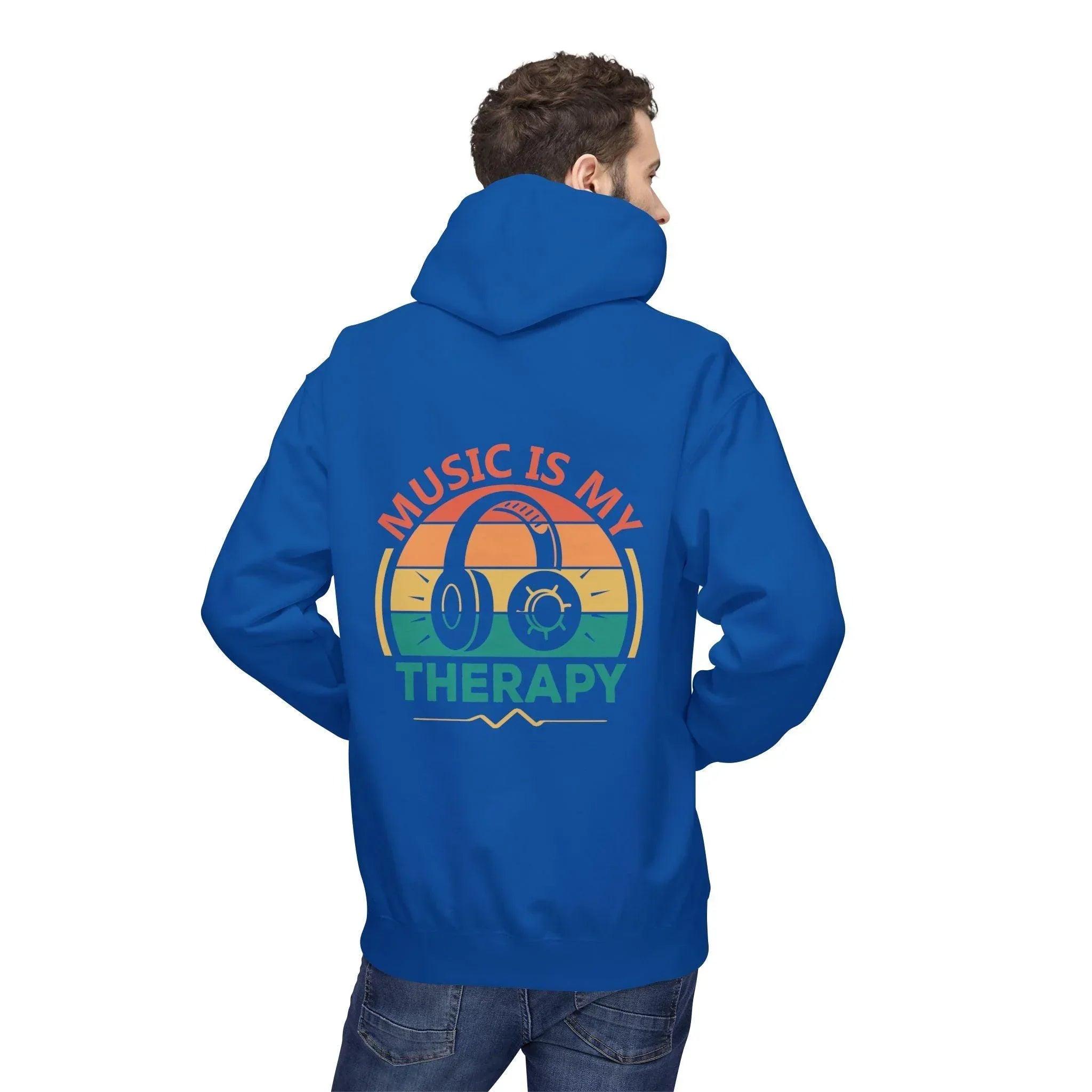 Cozy "Music Is My Therapy" Fleece Hoodie for Ultimate Comfort and Style