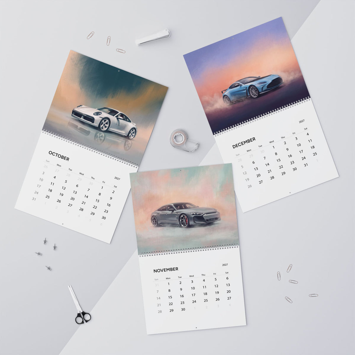 2027 Euro Car Artwork Calendar | European Sports Car Wall Calendar
