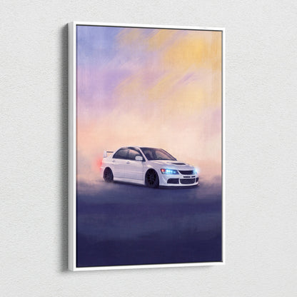 Mitsubishi Lancer Evolution Inspired Car Wall Art - Rally Racing Vehicle Canvas Painting