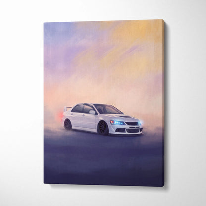 Mitsubishi Lancer Evolution Inspired Car Wall Art - Rally Racing Vehicle Canvas Painting