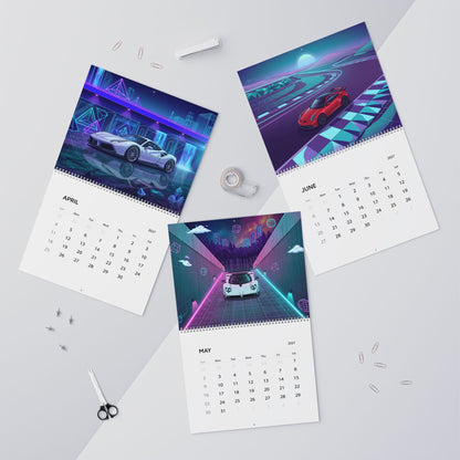 2027 Supercar Vaporwave Art Calendar – Luxury Exotic Cars & Retro Futuristic Neon Artwork