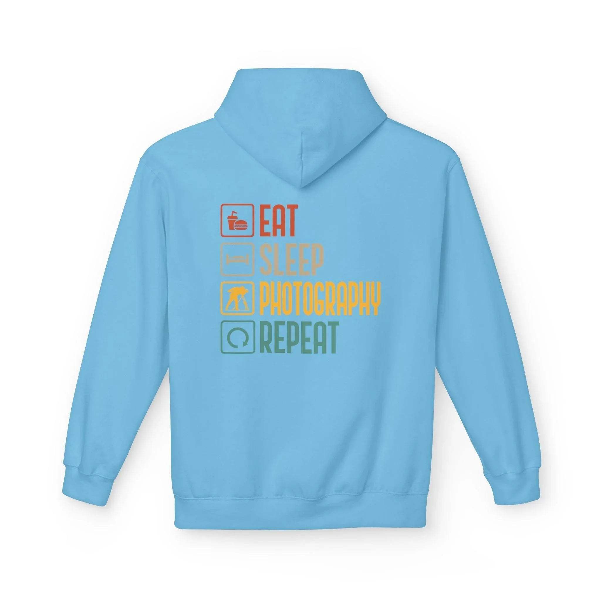 Cozy Photography Lover's Fleece Hoodie: "Eat, Sleep, Capture, Repeat"