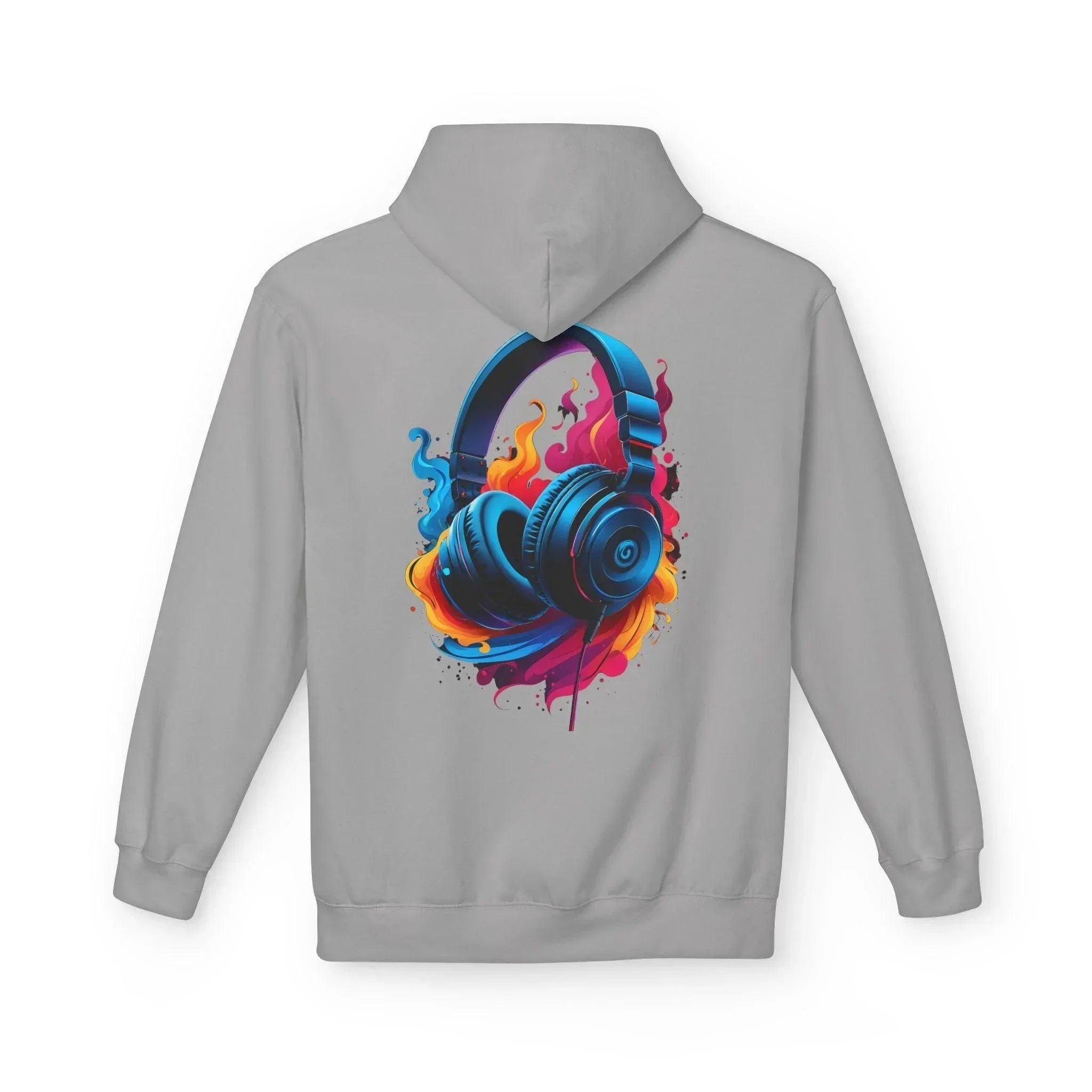 Artistic Vibes Fleece Hoodie with Headphone Design - Ultimate Comfort & Style