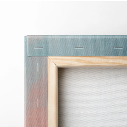 Minimalist porsche 911 gt3 rs inspired supercar canvas art with light wood frame and teal to dusty rose gradient fabric backing