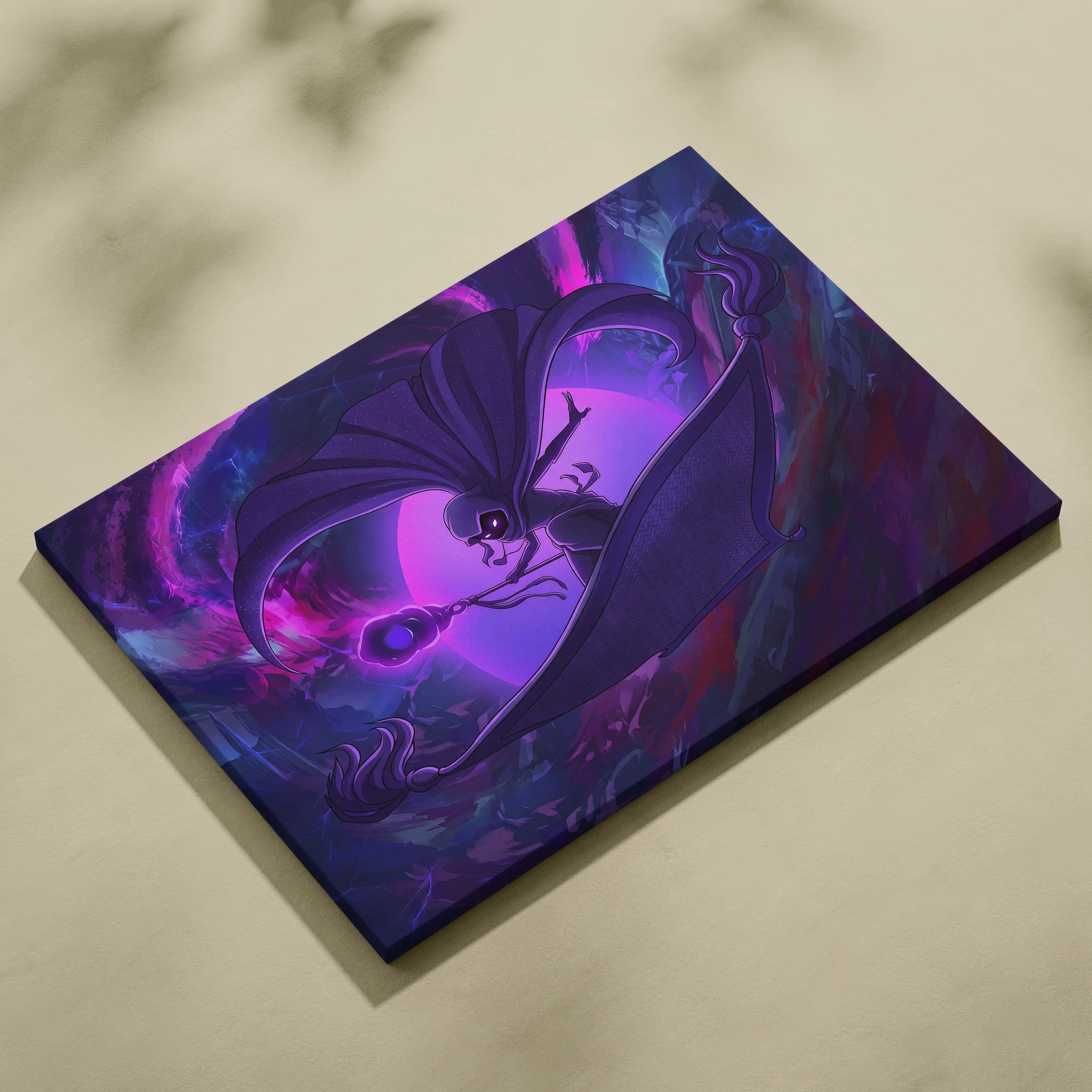 Vaporwave Neon Dream Canvas - Mythical Figure Neon Purple Living Room Vaporwave Dreamy Mood Retro Neon Wall Art Canvas