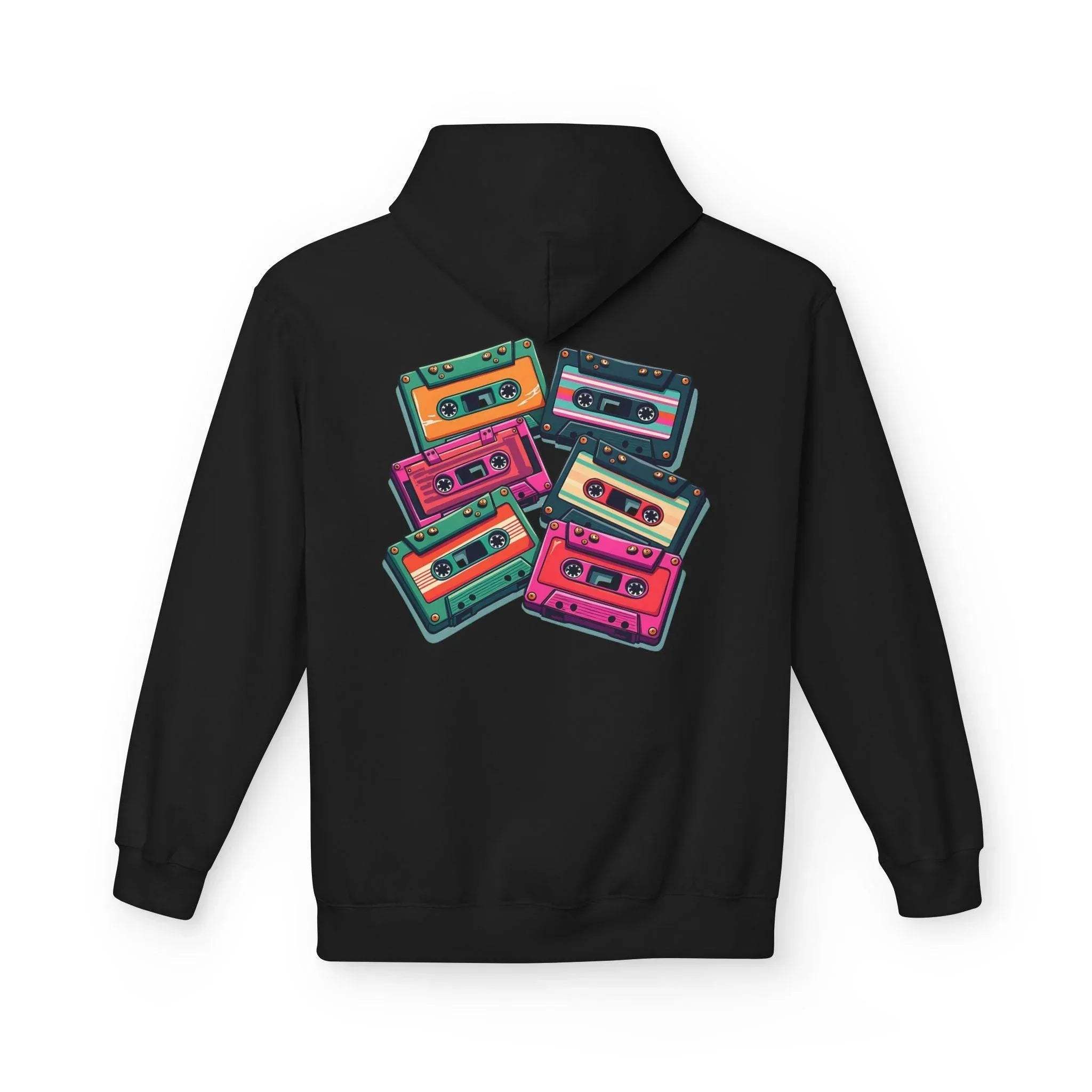 Nostalgic Cassette Tapes Cozy Fleece Hoodie for Ultimate Comfort