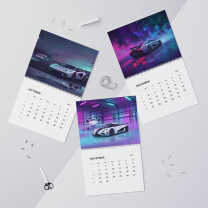 2027 Supercar Vaporwave Art Calendar – Luxury Exotic Cars & Retro Futuristic Neon Artwork