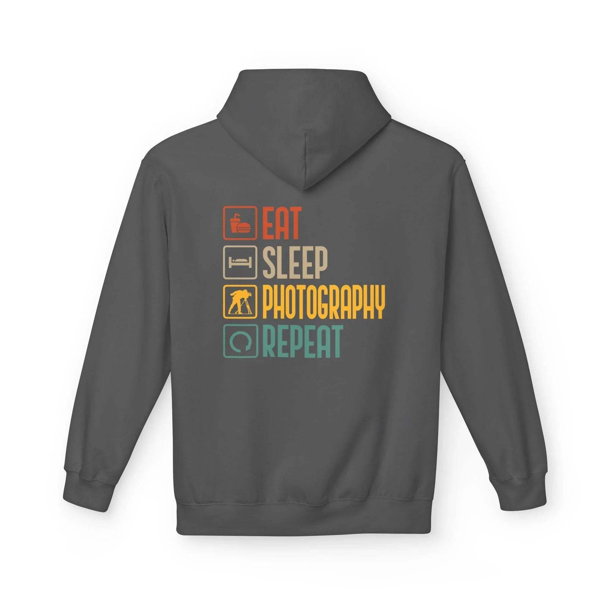 Cozy Photography Lover's Fleece Hoodie: "Eat, Sleep, Capture, Repeat"