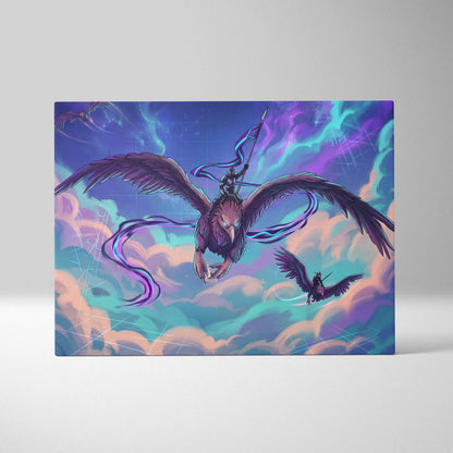 Vaporwave Night Flight Canvas - Vaporwave Neon Purple Canvas Living Room Retro Dreamy Mood Neon Synthwave Wall Art