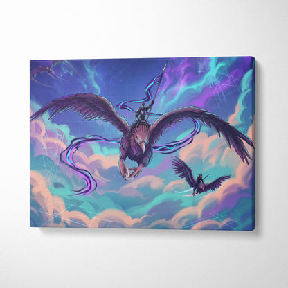 Vaporwave Night Flight Canvas - Vaporwave Neon Purple Canvas Living Room Retro Dreamy Mood Neon Synthwave Wall Art