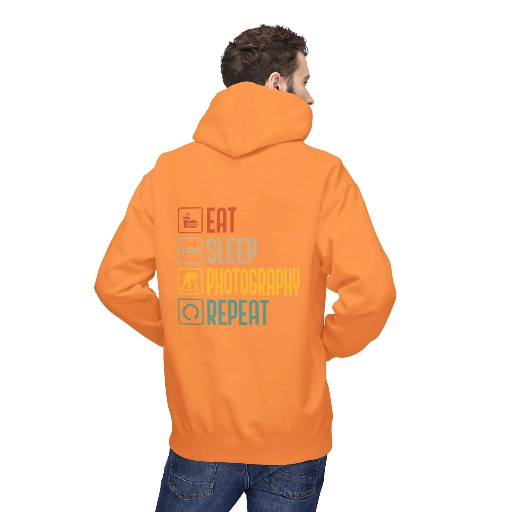 Cozy Photography Lover's Fleece Hoodie: "Eat, Sleep, Capture, Repeat"