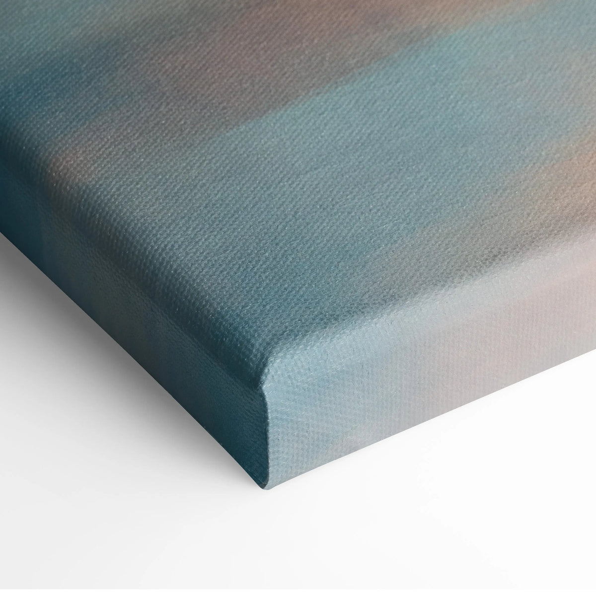 A premium canvas print featuring a smooth teal blue and peach gradient inspired by Ferrari FXX-K Evo automotive art