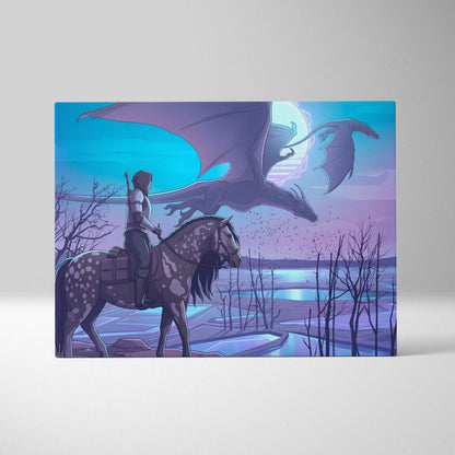 Vaporwave Neon Dragon Canvas - Dragon Neon Blues Purple Pink Room Vaporwave Mood Dreamy Modern Decor Neon Art Canvas