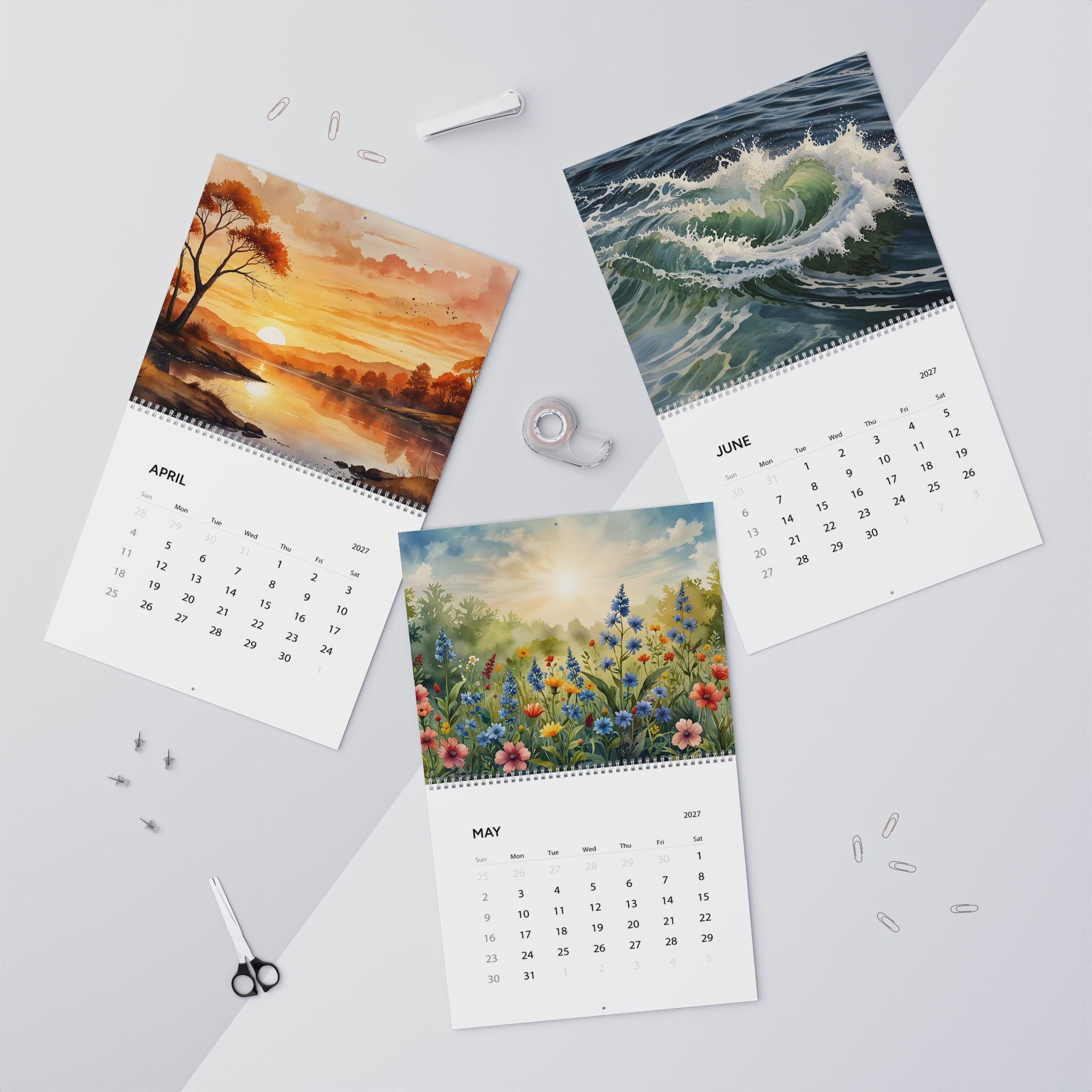 2027 Watercolor Artwork Wall Calendar – Colorful Artistic Designs & Dreamy Painted Art Collection