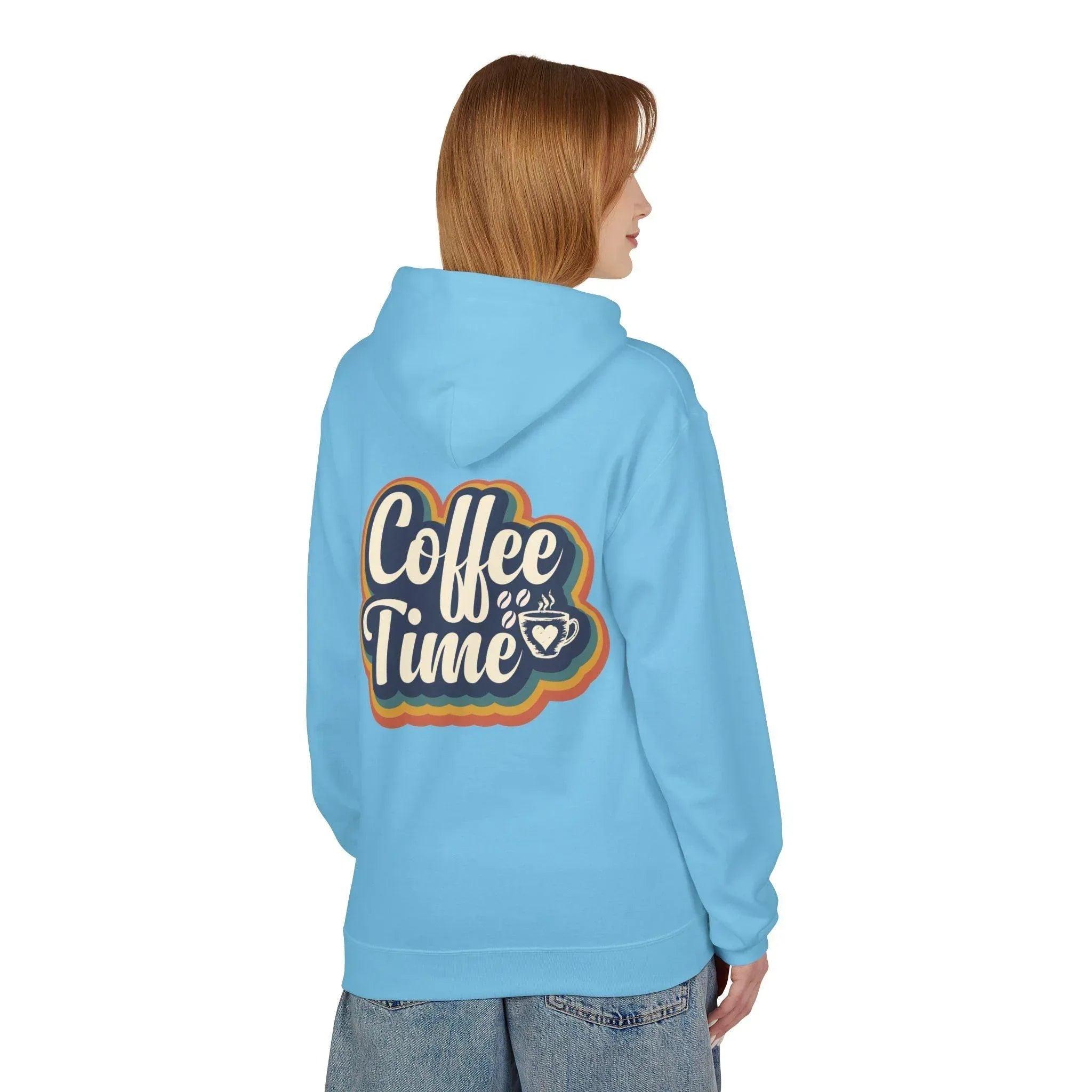 Cozy 'Coffee Time' Fleece Hoodie for Trendy Style and Comfort