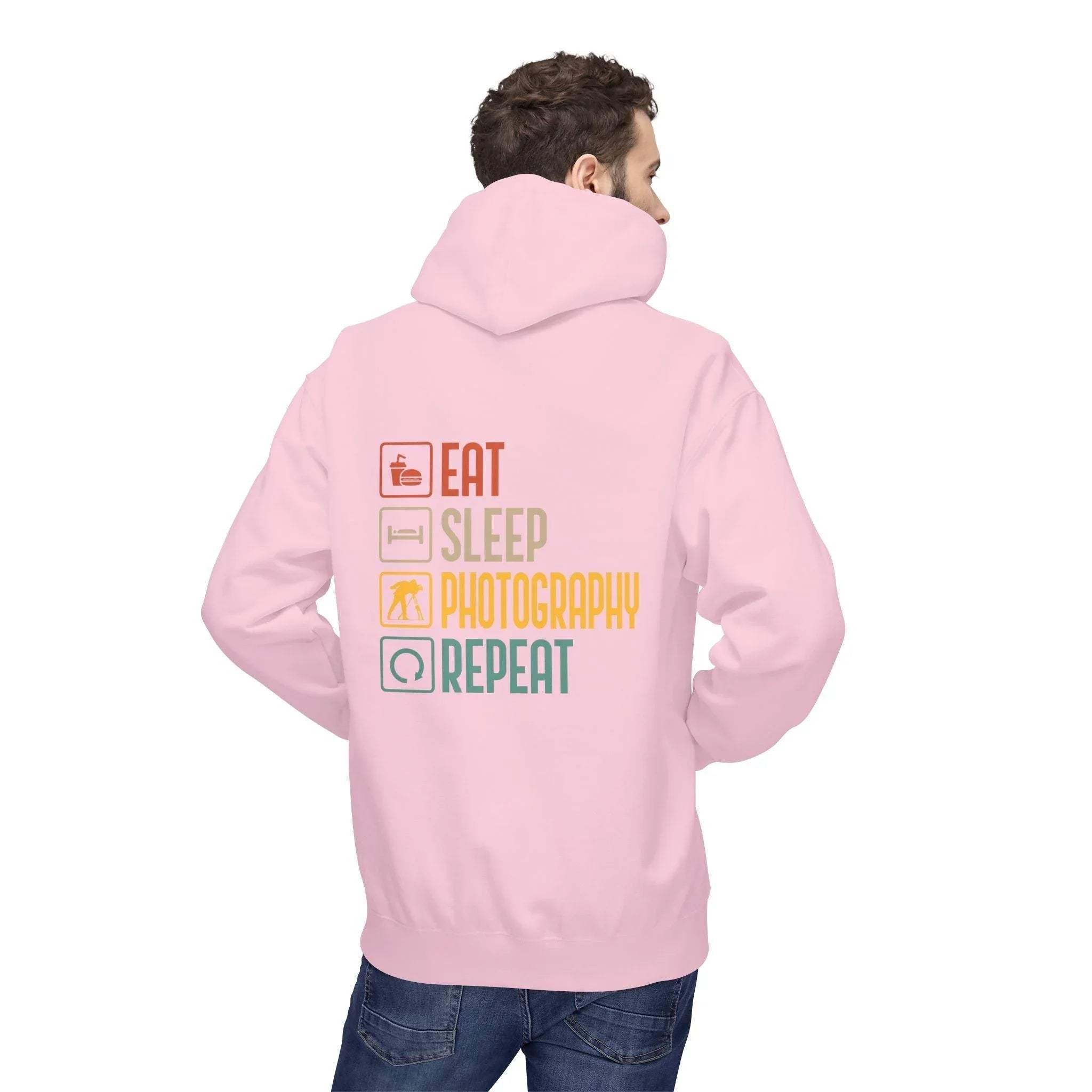 Cozy Photography Lover's Fleece Hoodie: "Eat, Sleep, Capture, Repeat"