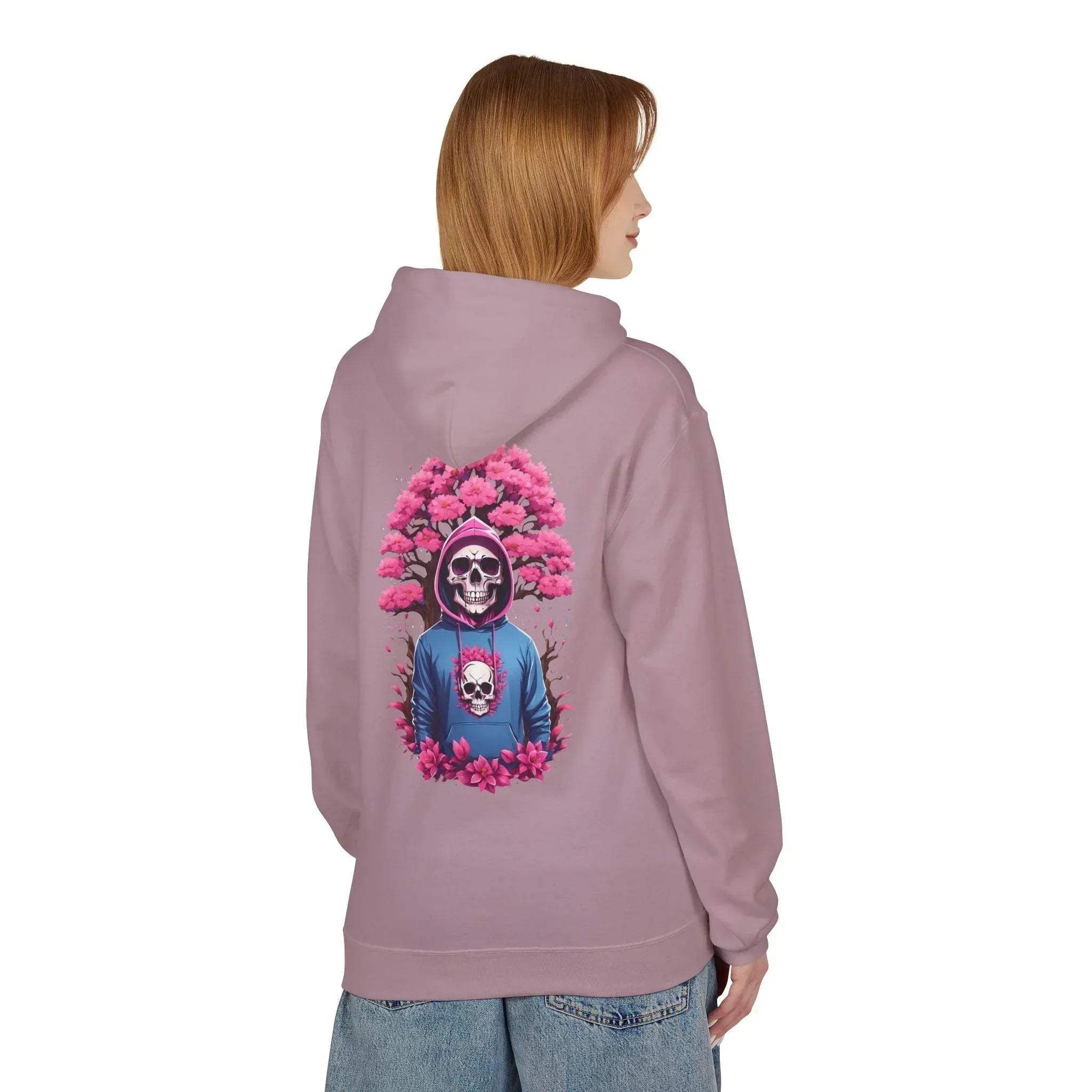 Cozy Chic Skull & Pink Floral Fleece Hoodie