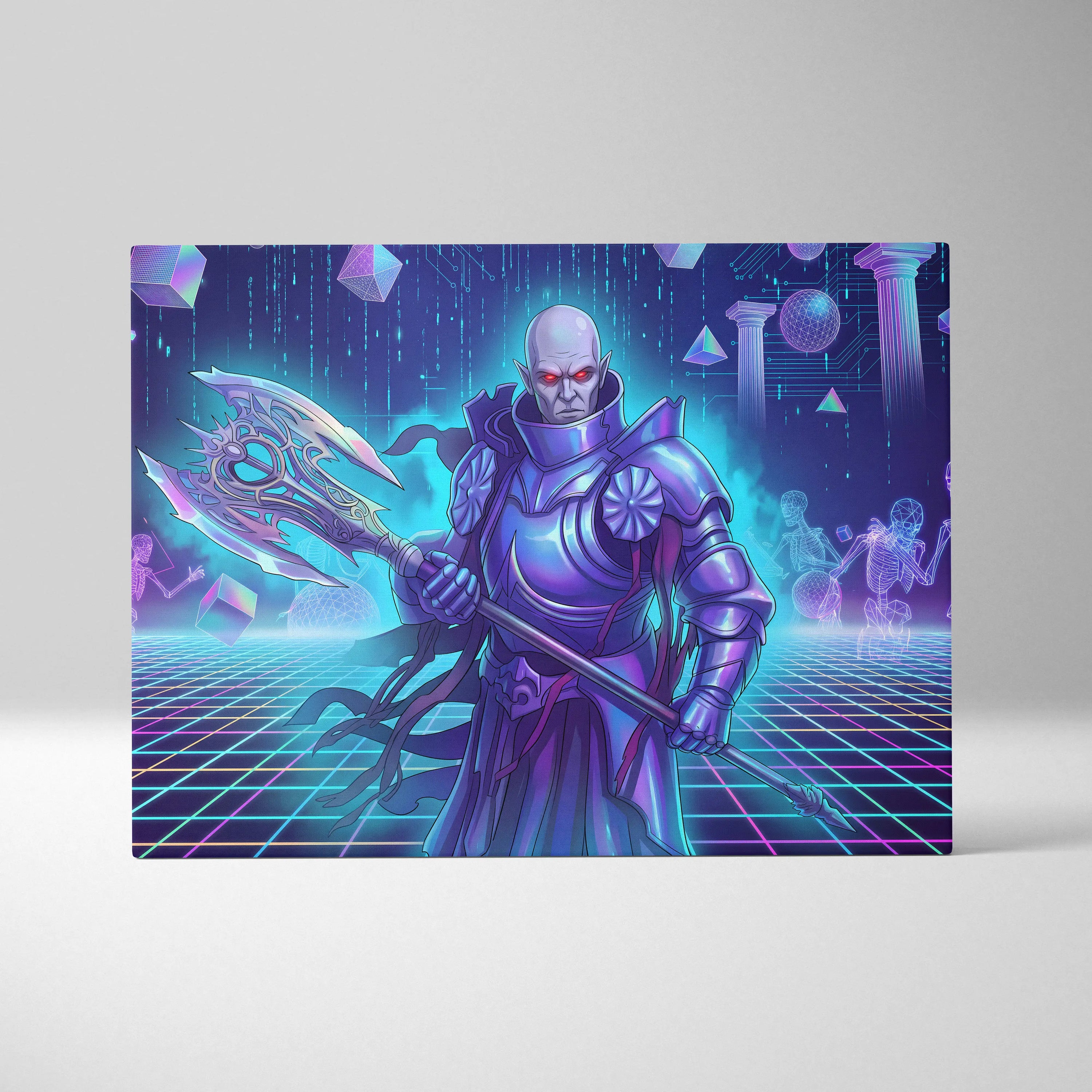 Vaporwave Neon Fantasy Canvas - Vaporwave Fantasy Neon Pink Purple Teal Living Room Retro Synthwave Mystical Mood Canvas