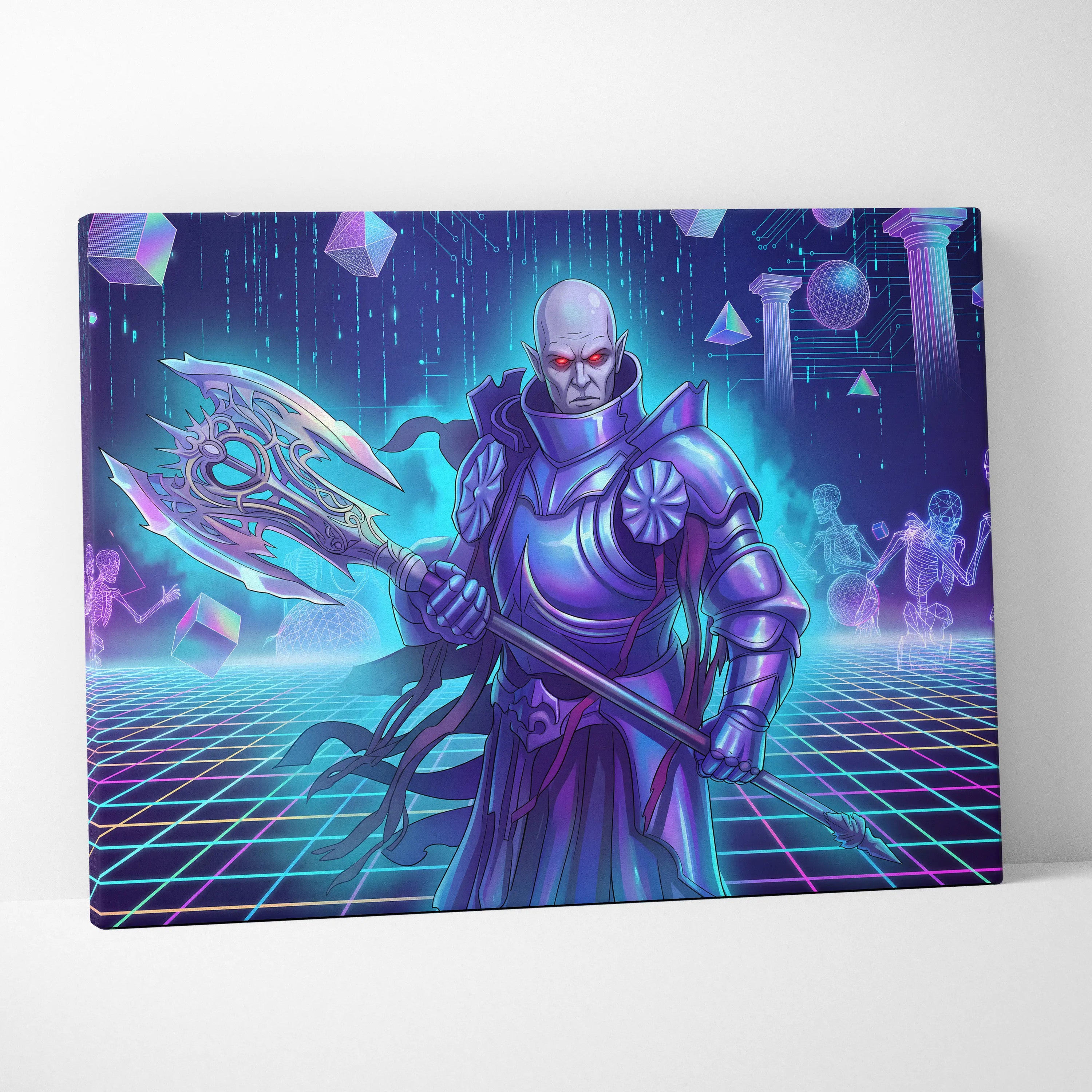 Vaporwave Neon Fantasy Canvas - Vaporwave Fantasy Neon Pink Purple Teal Living Room Retro Synthwave Mystical Mood Canvas