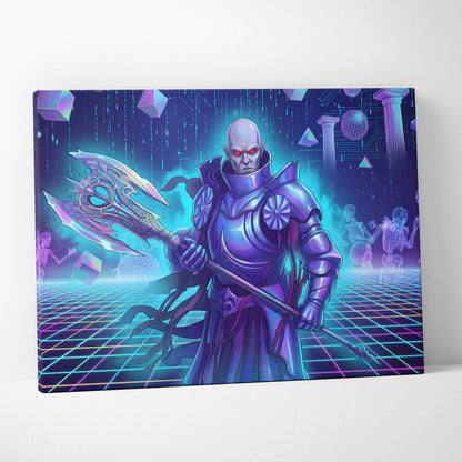 Vaporwave Neon Fantasy Canvas - Vaporwave Fantasy Neon Pink Purple Teal Living Room Retro Synthwave Mystical Mood Canvas