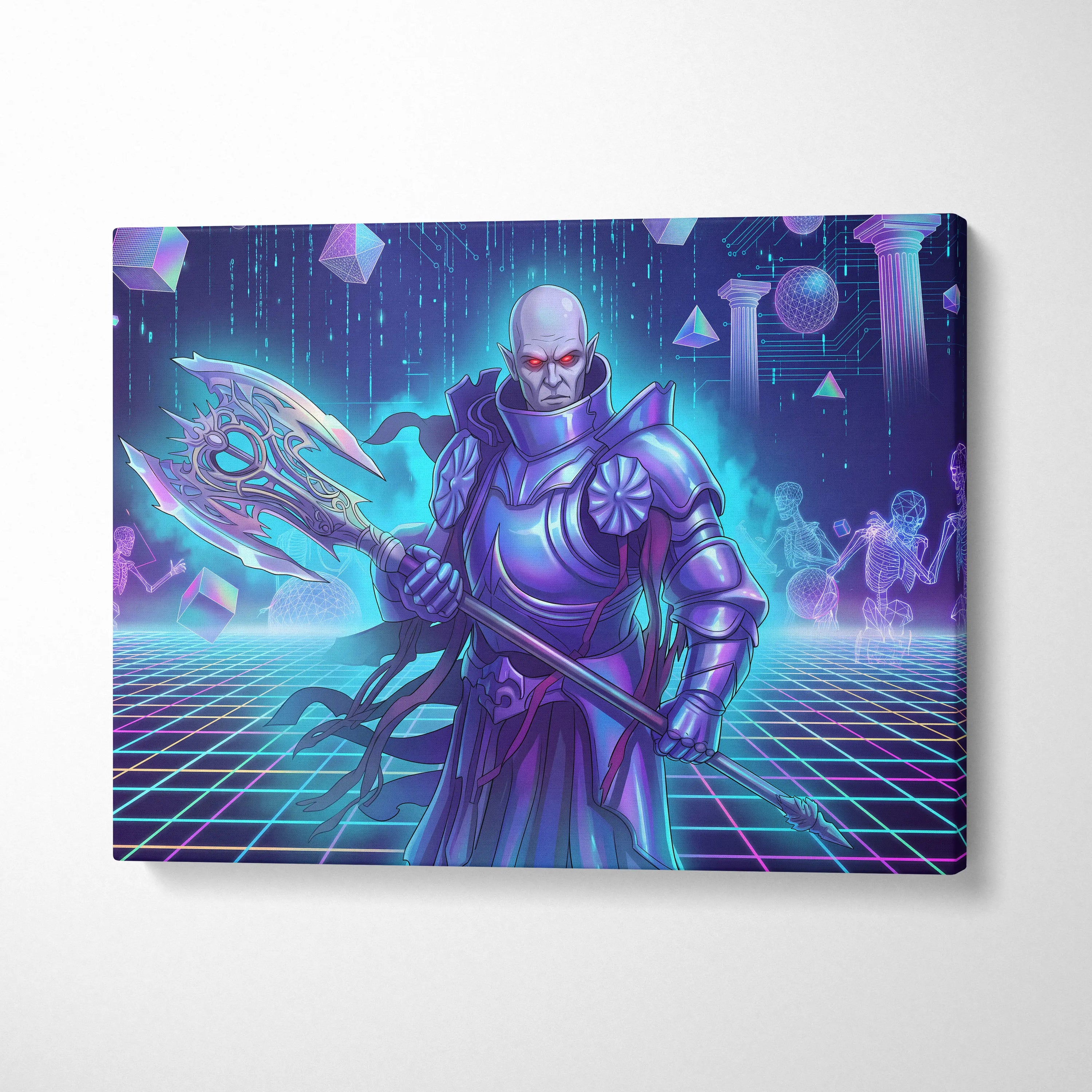 Vaporwave Neon Fantasy Canvas - Vaporwave Fantasy Neon Pink Purple Teal Living Room Retro Synthwave Mystical Mood Canvas