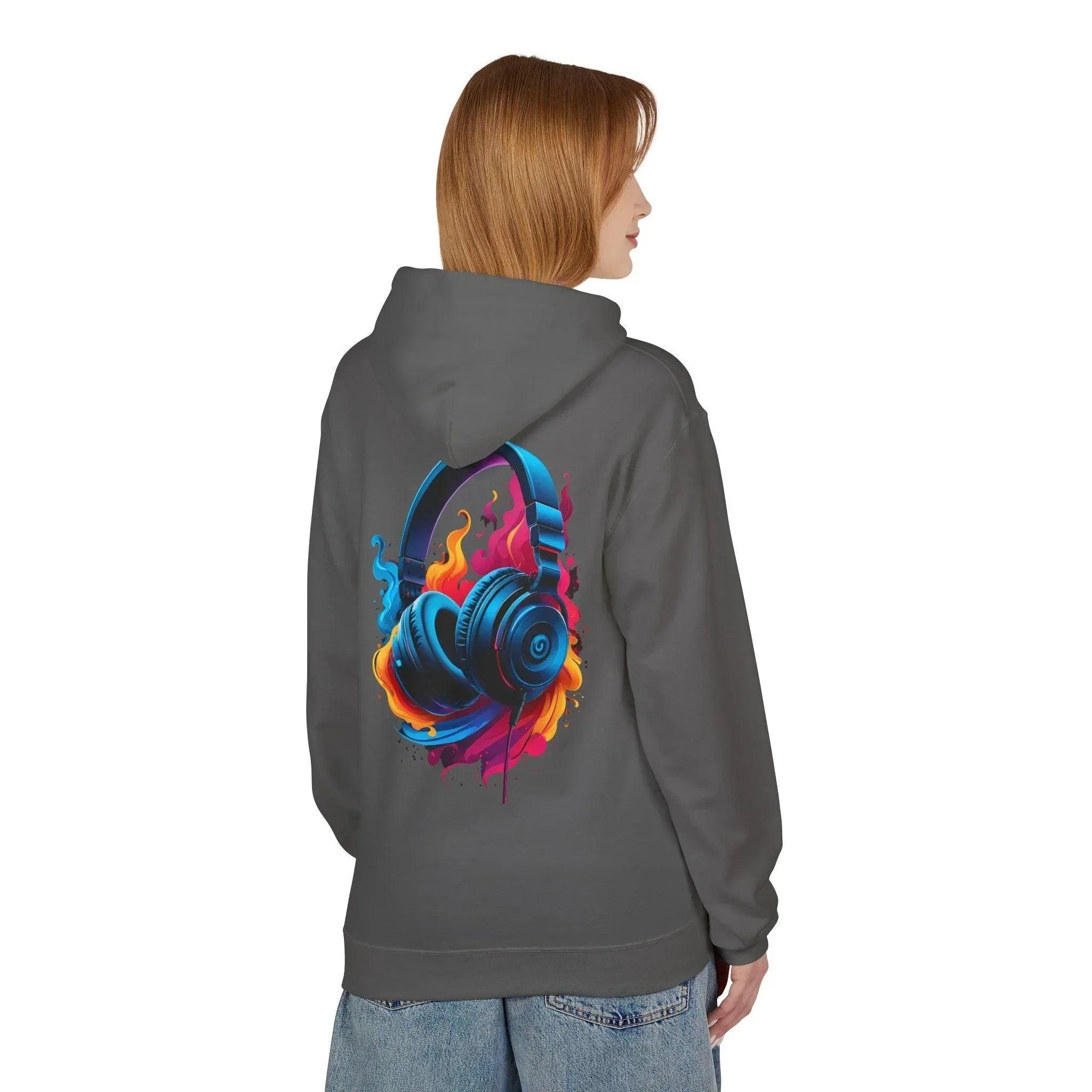 Artistic Vibes Fleece Hoodie with Headphone Design - Ultimate Comfort & Style