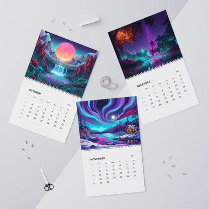 2027 Vaporwave Artwork Wall Calendar – Neon Dreamscape & Retro Digital Art