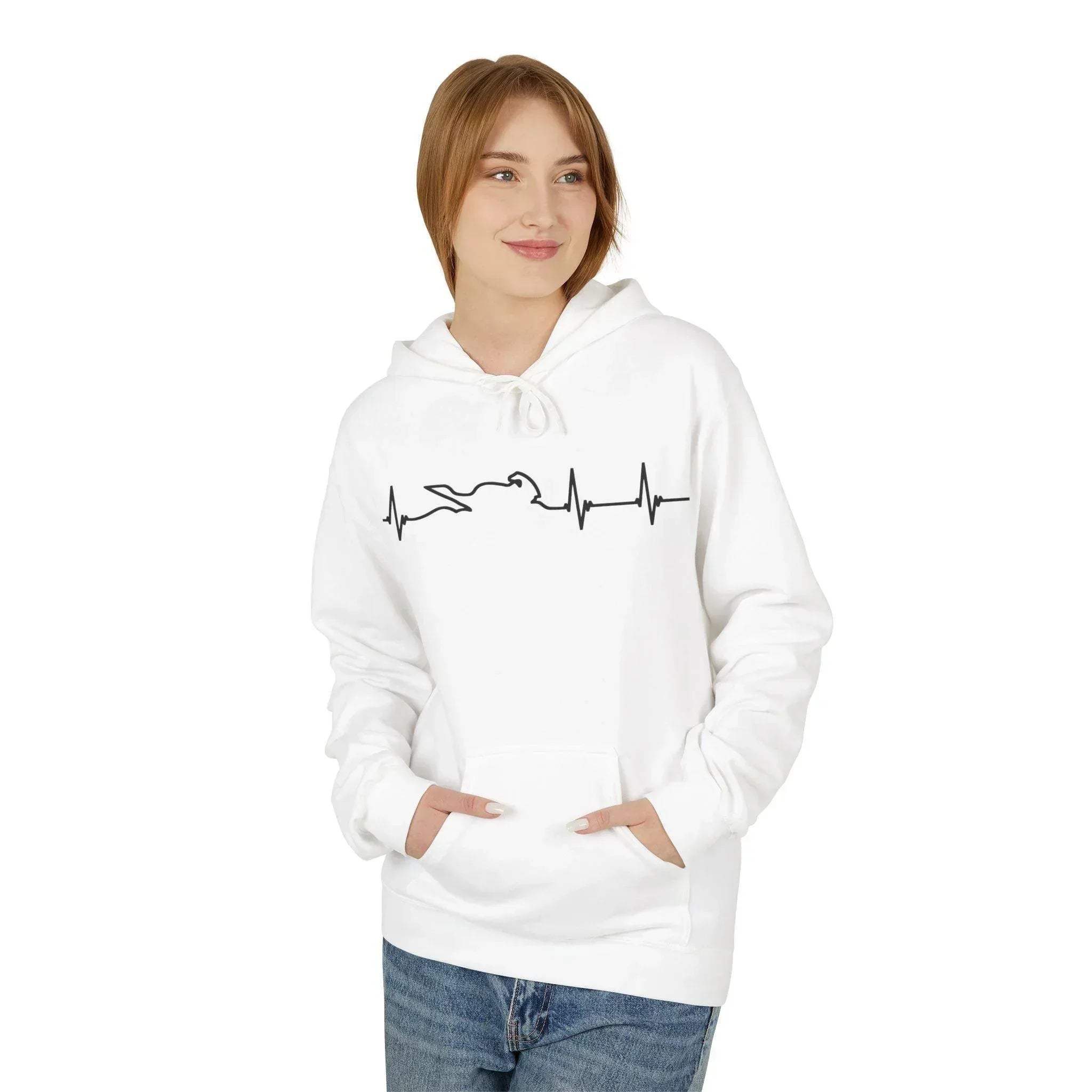 Motorcycle Passion Heartbeat Fleece Pullover Hoodie