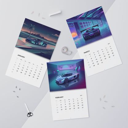 2027 Supercar Vaporwave Wall Calendar – Exotic Performance Cars & Retro Neon Artwork Collection