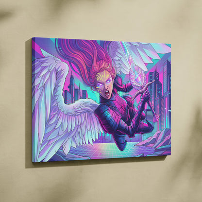Vaporwave Fantasy Neon Canvas - Vaporwave Fantasy Neon Pink Turquoise Living Room Energetic Mood Modern Retro Wall Art Canvas Print