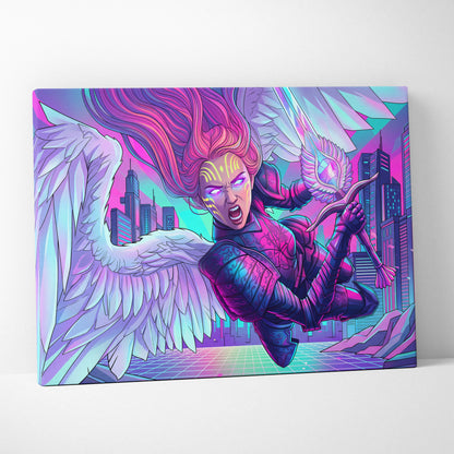 Vaporwave Fantasy Neon Canvas - Vaporwave Fantasy Neon Pink Turquoise Living Room Energetic Mood Modern Retro Wall Art Canvas Print