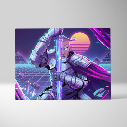 Vaporwave Knight Neon Canvas - Cyber Knight Neon-Pink-Purple-Blue Living Room Vaporwave Mystical Mood Wall Art Canvas