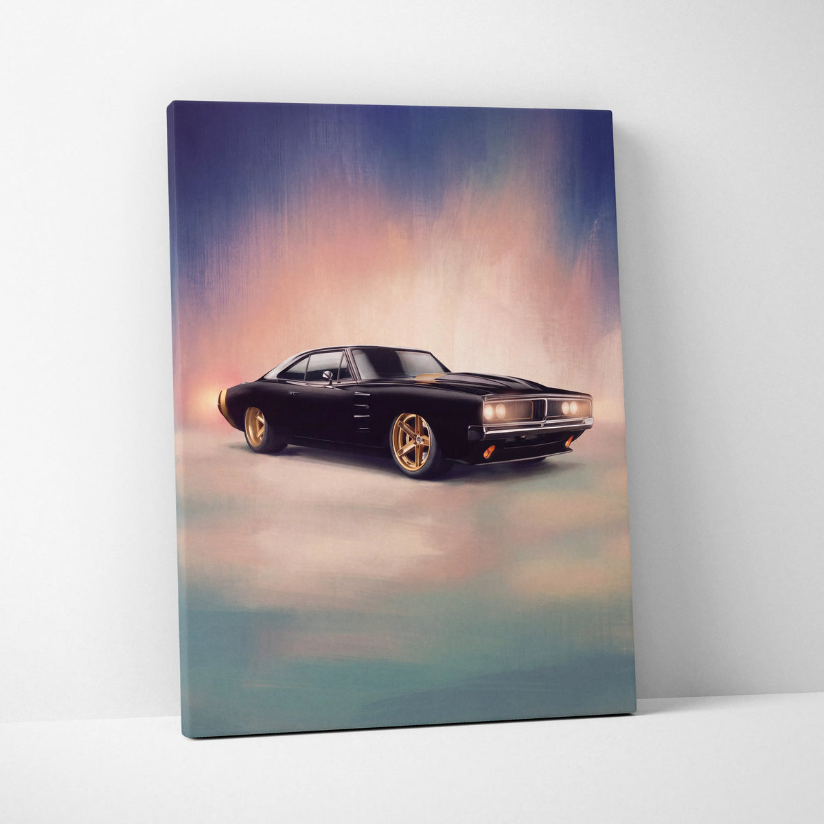Dodge Charger Inspired Car Wall Art, Classic American Muscle Canvas Print for Office Decor