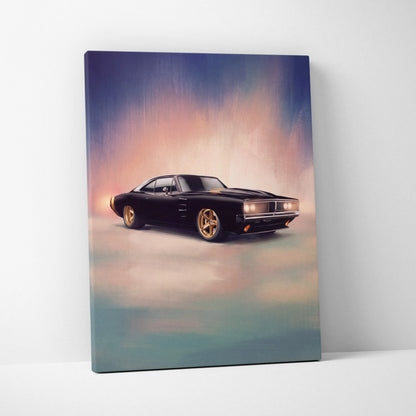 Dodge Charger Inspired Car Wall Art, Classic American Muscle Canvas Print for Office Decor