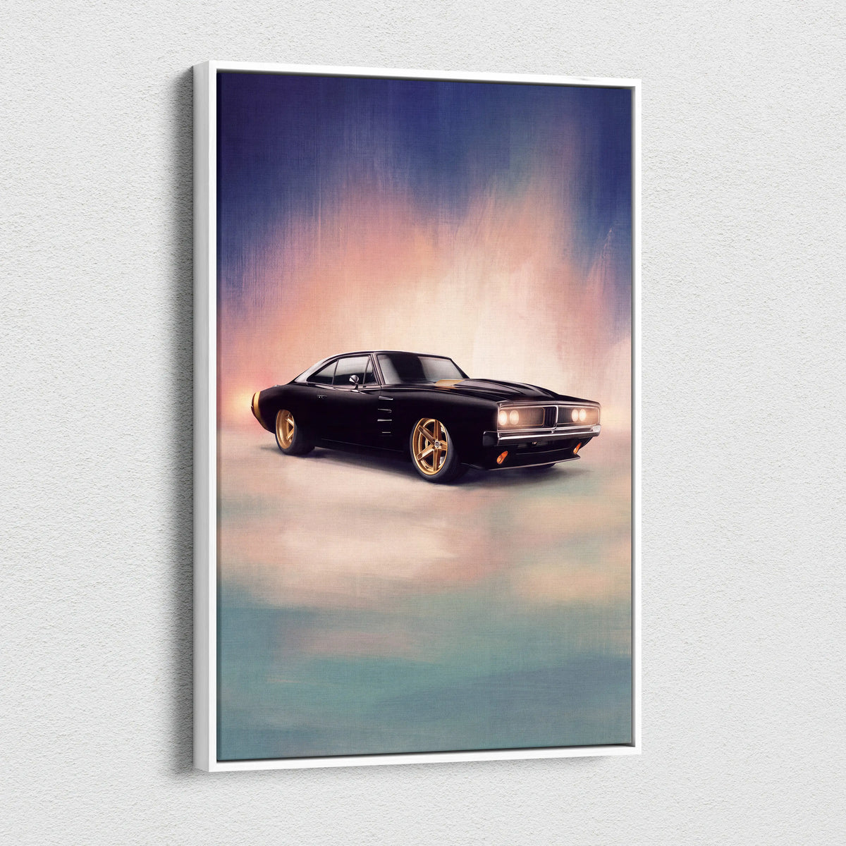 Dodge Charger Inspired Car Wall Art, Classic American Muscle Canvas Print for Office Decor