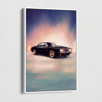 Dodge Charger Inspired Car Wall Art, Classic American Muscle Canvas Print for Office Decor