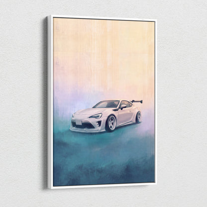 Toyota 86 Inspired Car Wall Art, Japanese Sports Coupe Canvas Print for Office Decor
