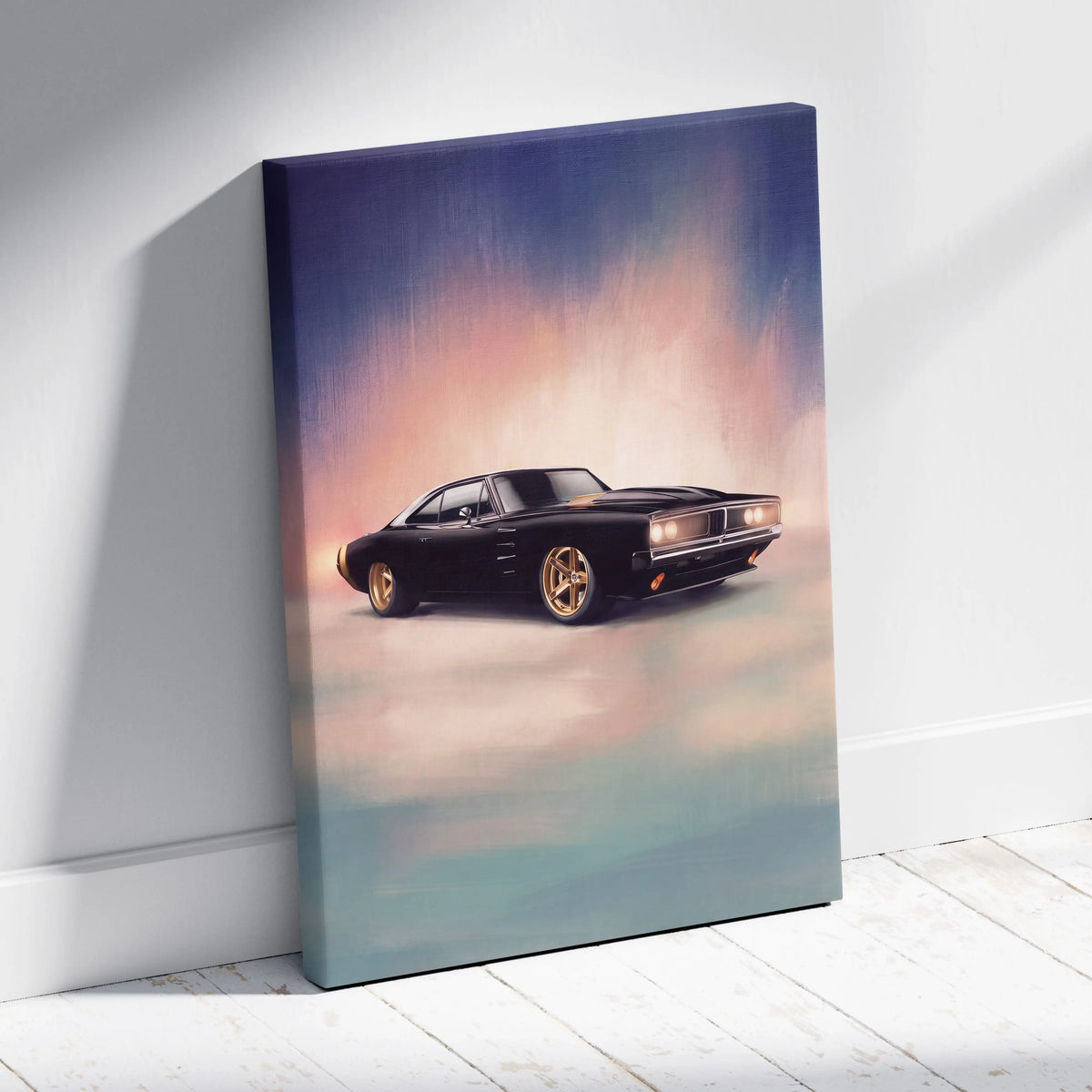 Dodge Charger Inspired Car Wall Art, Classic American Muscle Canvas Print for Office Decor