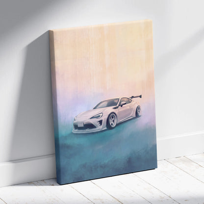 Toyota 86 Inspired Car Wall Art, Japanese Sports Coupe Canvas Print for Office Decor