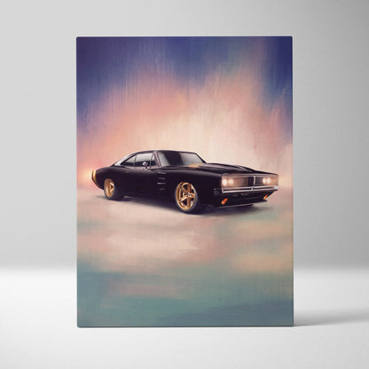 Dodge Charger Inspired Car Wall Art, Classic American Muscle Canvas Print for Office Decor