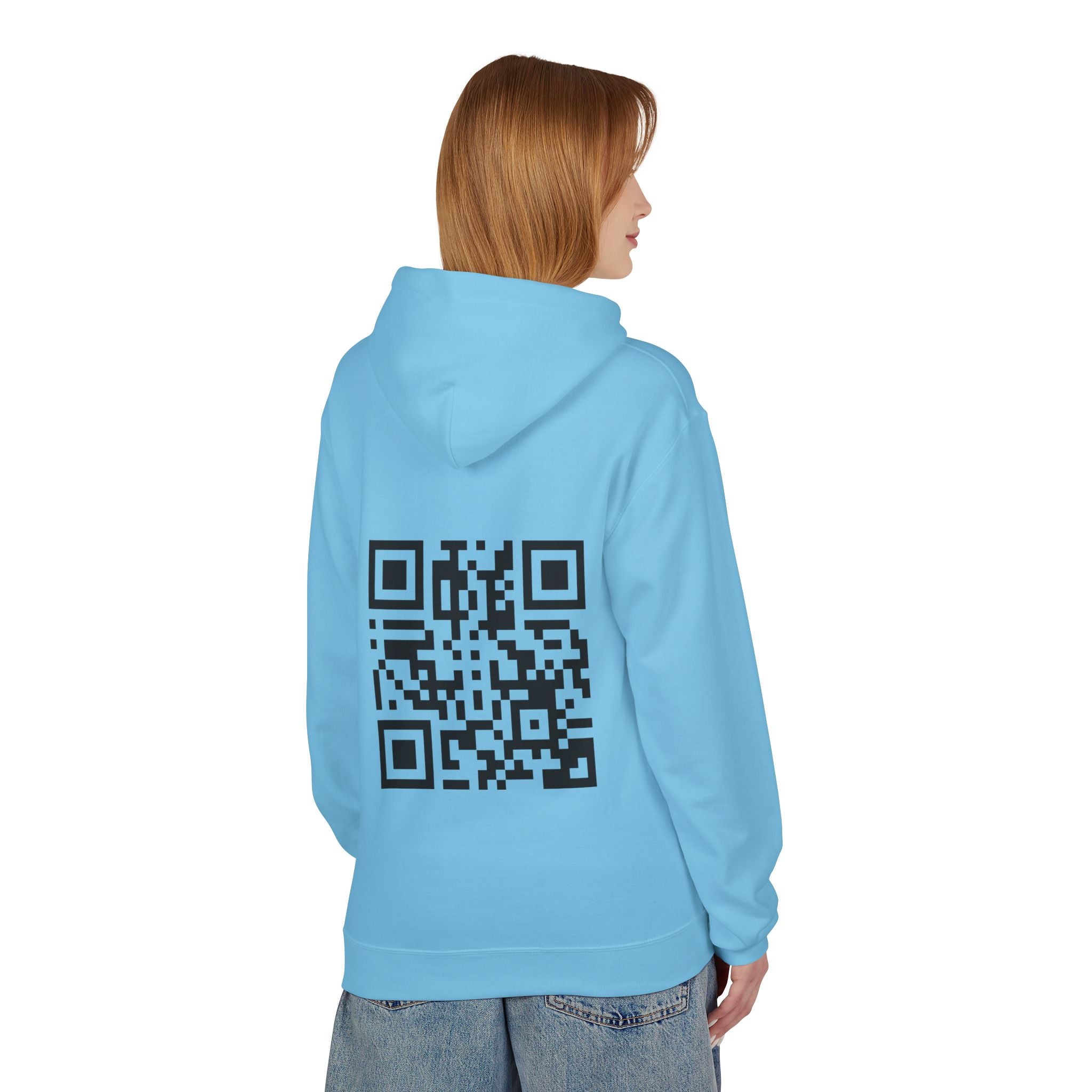 Rickroll QR Code Fleece Hoodie - Fun & Cozy Surprise Apparel - Throttle Designs