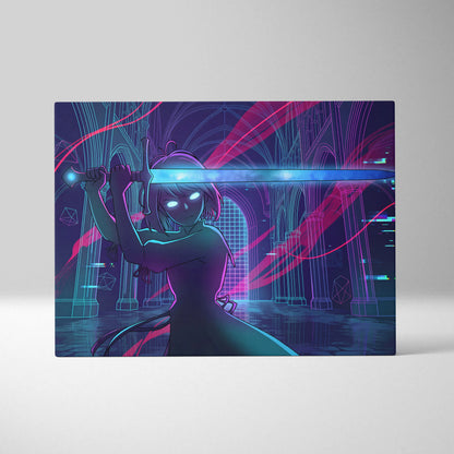 Vaporwave Neon Dream Canvas - Vaporwave Fantasy Neon Pink Teal Dreamy Neon Cyberpunk Wall Art Canvas Print